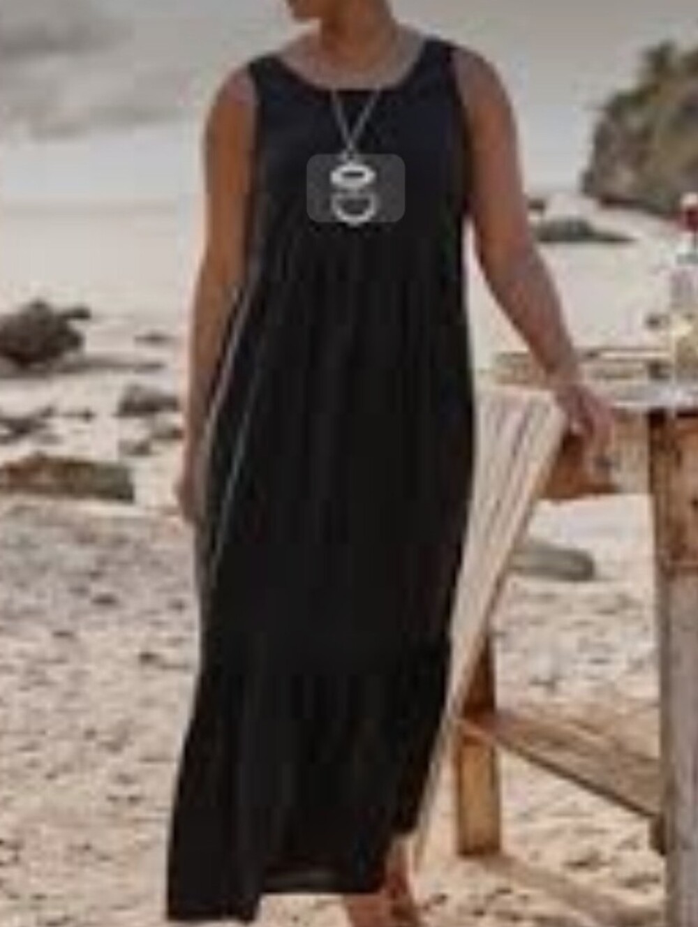 NWT J.JILL Classic Black Sleeveless Tiered Dress   Sz MP